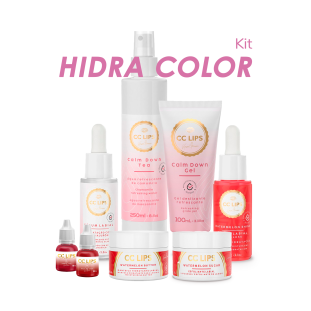 KIT HIDRACOLOR - (Esfoliante, Sérum, Manteiga, Gel, Tônico, Gloss, Pigmento Maçã do Amor 10 mL, Pigmento Cereja 10 mL)